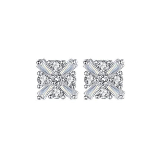 Square Cubic Zirconia Starburst Earrings