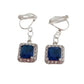 Square Blue Diamante Clip On Earrings