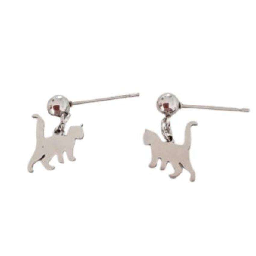 Stainless Steel Drop Cat Earrings
