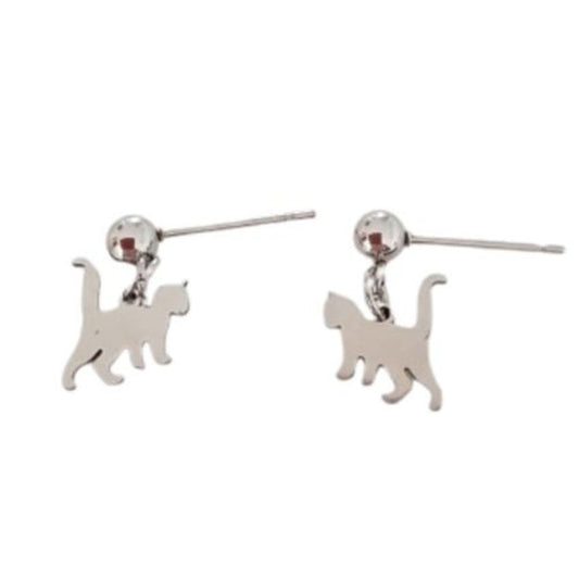 Stainless Steel Drop Cat Earrings