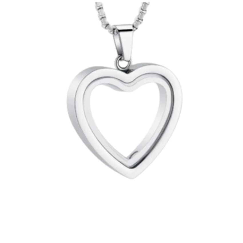 Stainless Steel Glass Heart Hair Locket