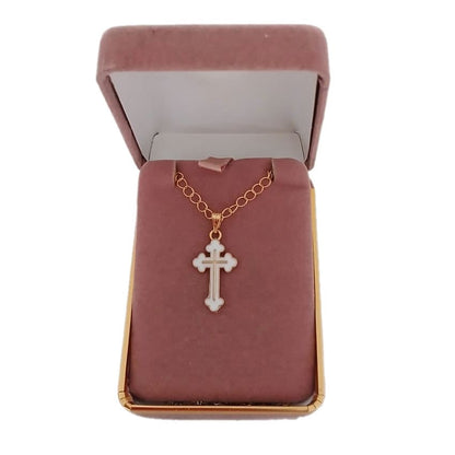 Stainless Steel White And Gold Cross Pendant(2)
