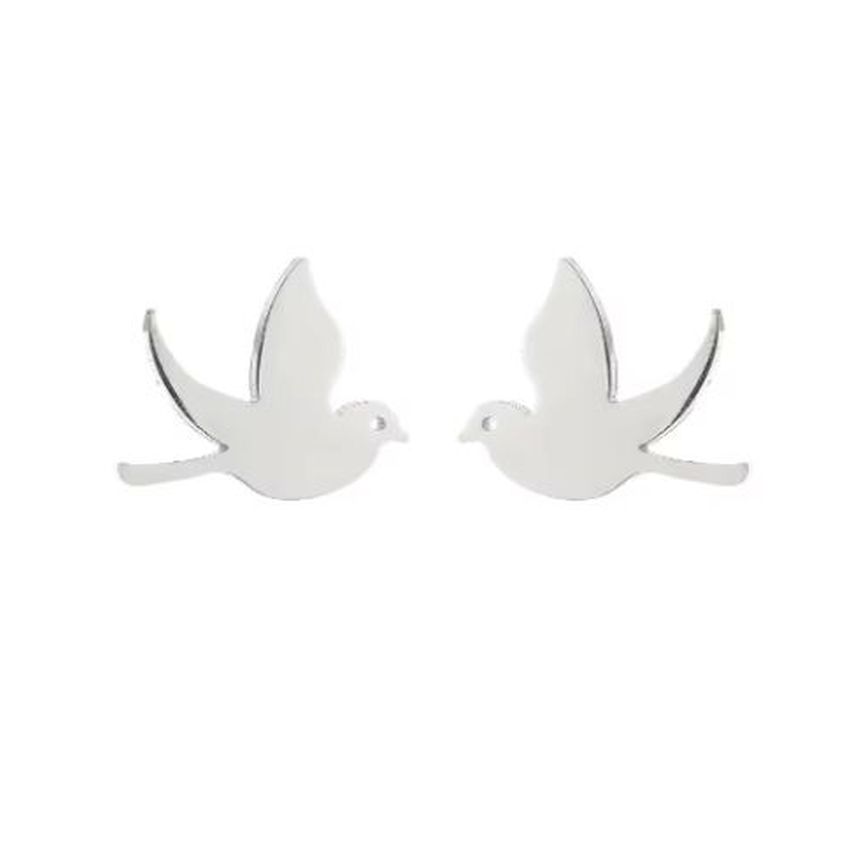 Stainless Steel Dove Confirmation Earrings