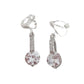 Stem Round Zirconia Drop Clip On Earrings