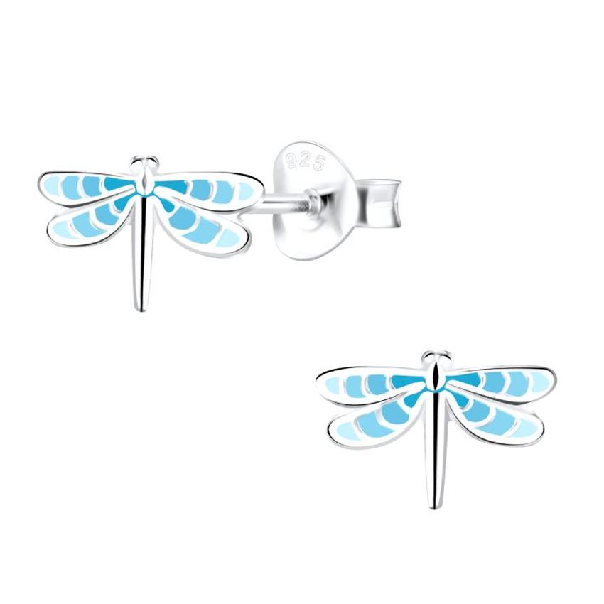Sterling Silver Blue Dragonfly Earrings