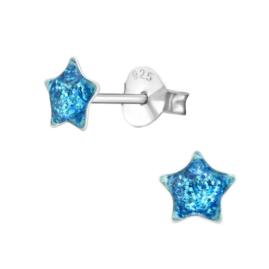 Sterling Silver Blue Star Earrings