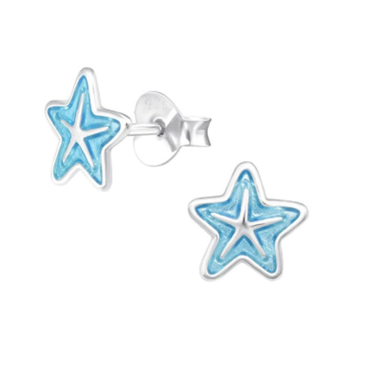 Sterling Silver Blue Star Earrings