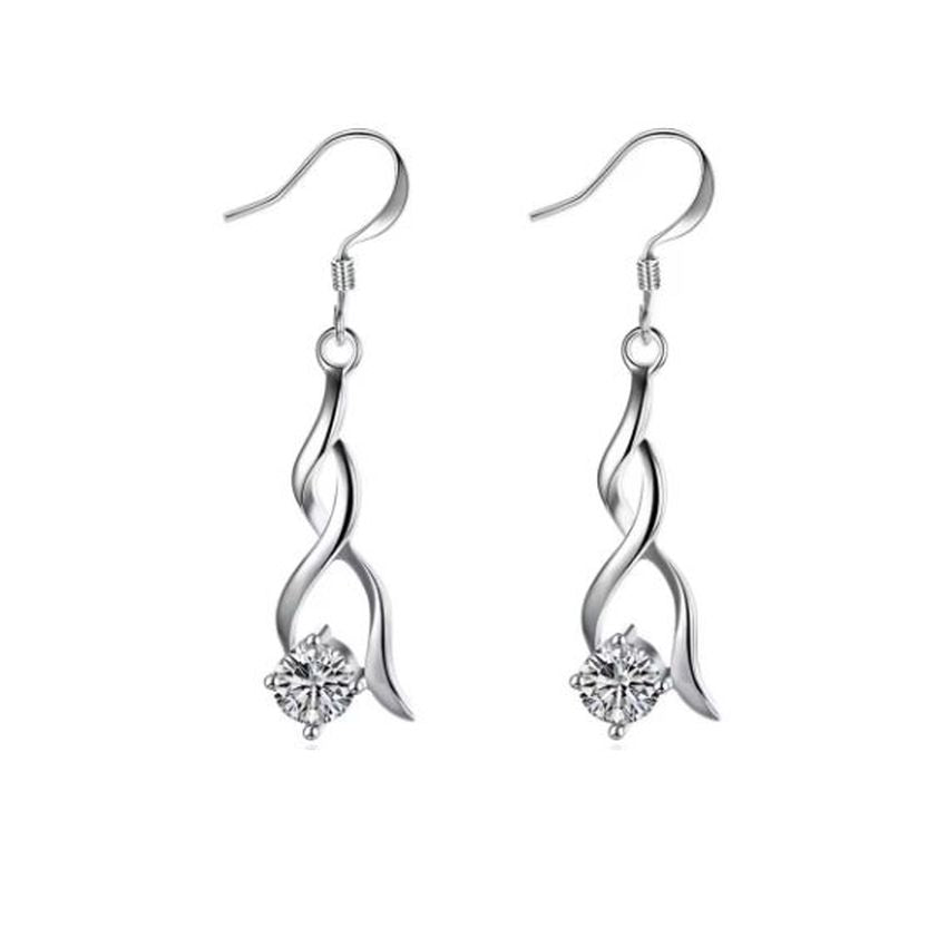 Sterling Silver CZ Weave Dangly Earrings