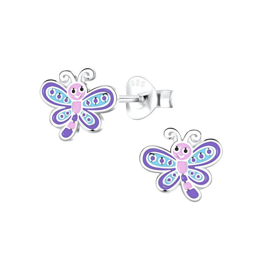 Sterling Silver Coloured Butterfly Earrings