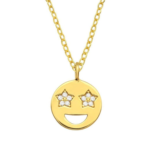 Sterling Silver Cubic Zirconia Smiley Face Pendant