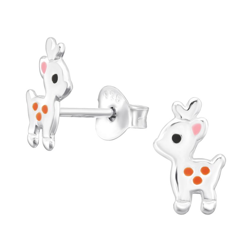 Sterling Silver Cute Reindeer Earrings