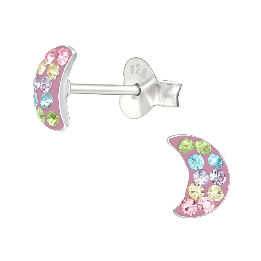 Sterling Silver Girls Moon Earrings