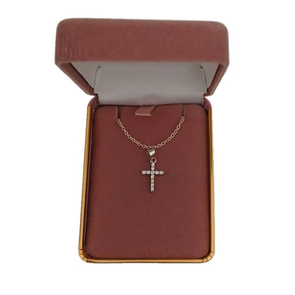 Sterling Silver Girls Rhodium Plated Cubic Zirconia Cross Pendant