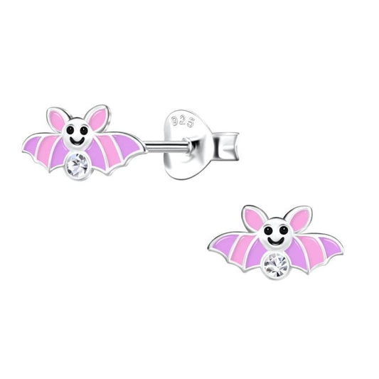 Sterling Silver Halloween Funny Bat Earrings