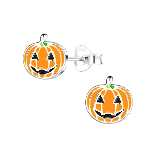 Sterling Silver Halloween Pumpkin Earrings