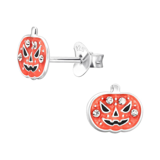 Sterling Silver Halloween Pumpkin Earrings