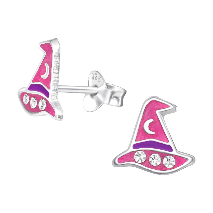 Sterling Silver Halloween Witches Hat Earrings