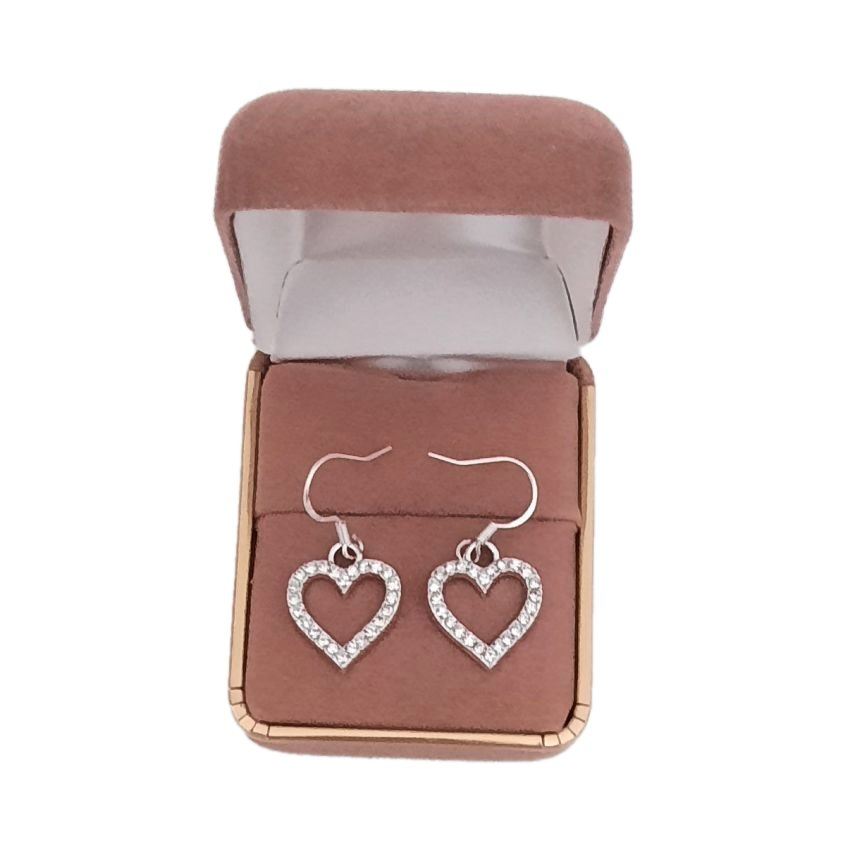 Sterling Silver Hook Open Heart Earrings(2)