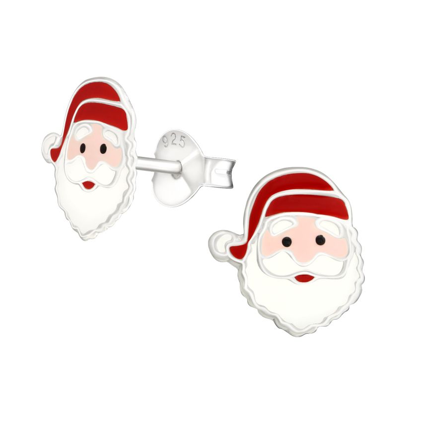 Sterling Silver Jolly Santa Earrings