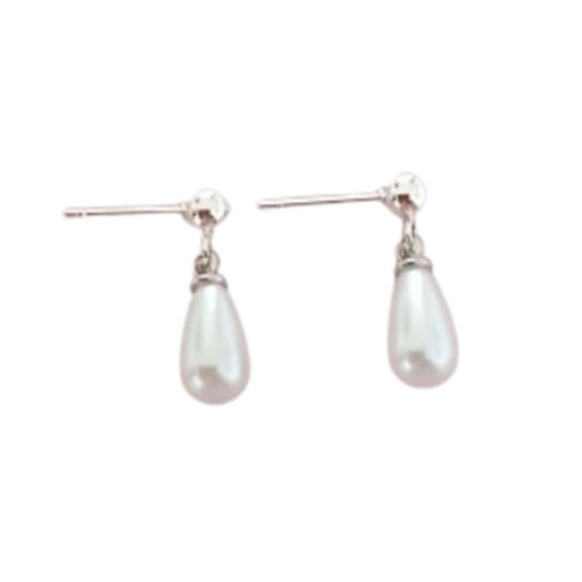 Sterling Silver Kids Drop Pearl Earrings