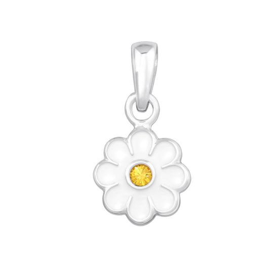 Sterling Silver Kids Enamel Daisy Necklace