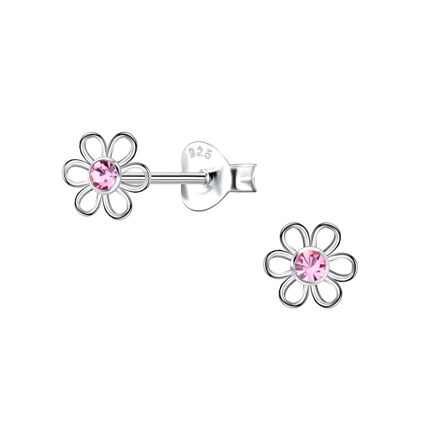 Sterling Silver Kids Flower Shaped Stud Earrings