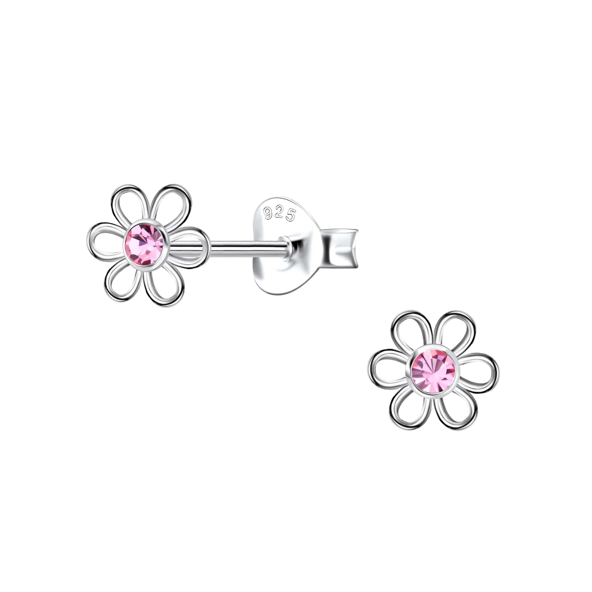 Sterling Silver Kids Flower Shaped Stud Earrings