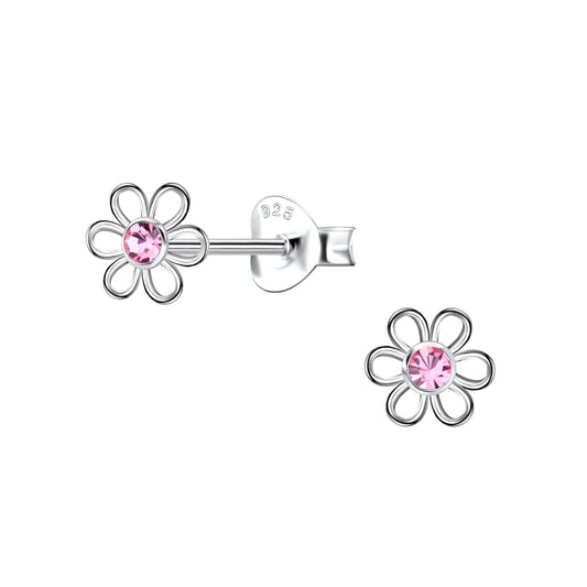 Sterling Silver Kids Flower Shaped Stud Earrings