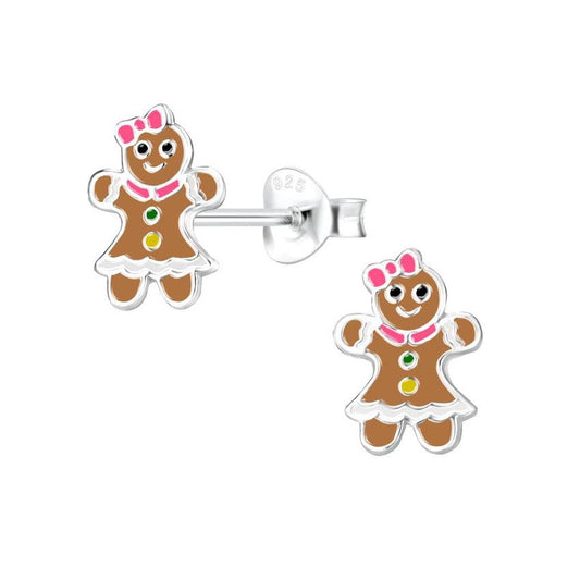 Sterling Silver Kids Gingerbread Earrings