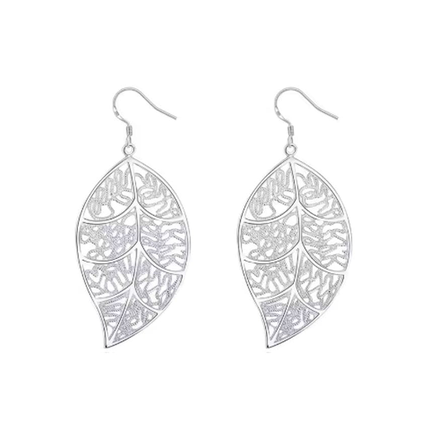 Sterling Silver Leaf Dangly Earrings