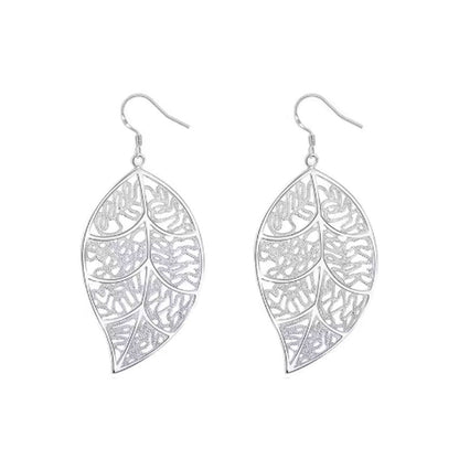 Sterling Silver Leaf Dangly Earrings