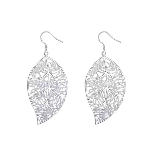 Sterling Silver Leaf Dangly Earrings