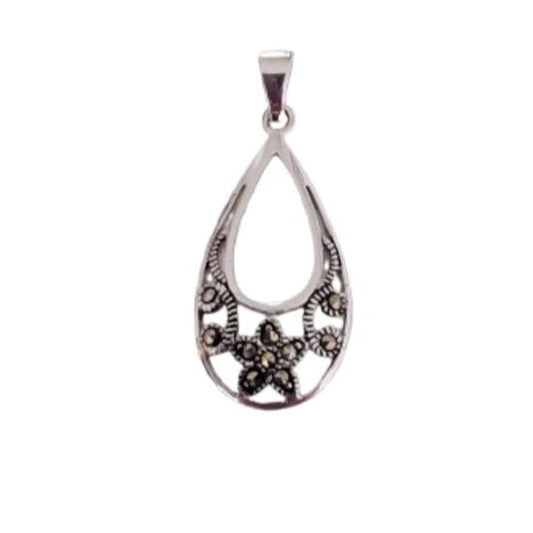 Sterling Silver Marcasite Drop Necklace