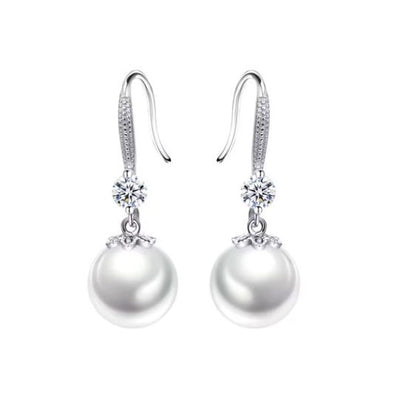 Sterling Silver Pearl Dangly Earrings