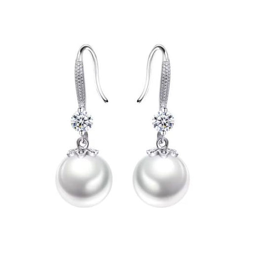 Sterling Silver Pearl Dangly Earrings