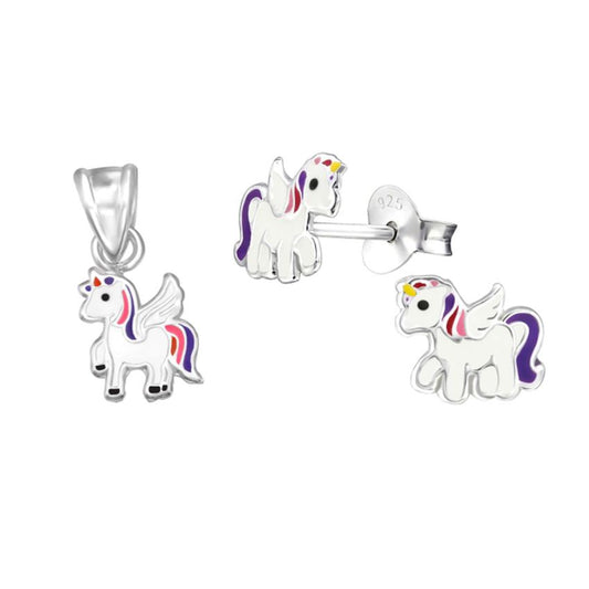 Sterling Silver Pegasus Childs Matching Jewellery Set