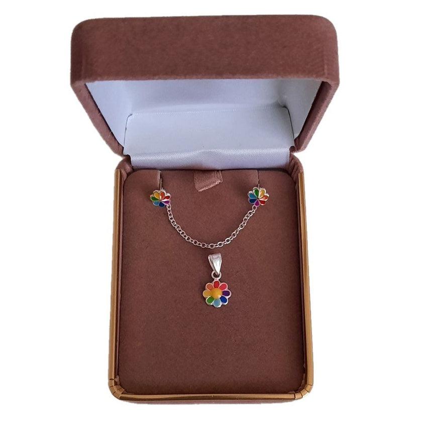 Sterling Silver Rainbow Flower Childs Matching Jewellery Set(2)