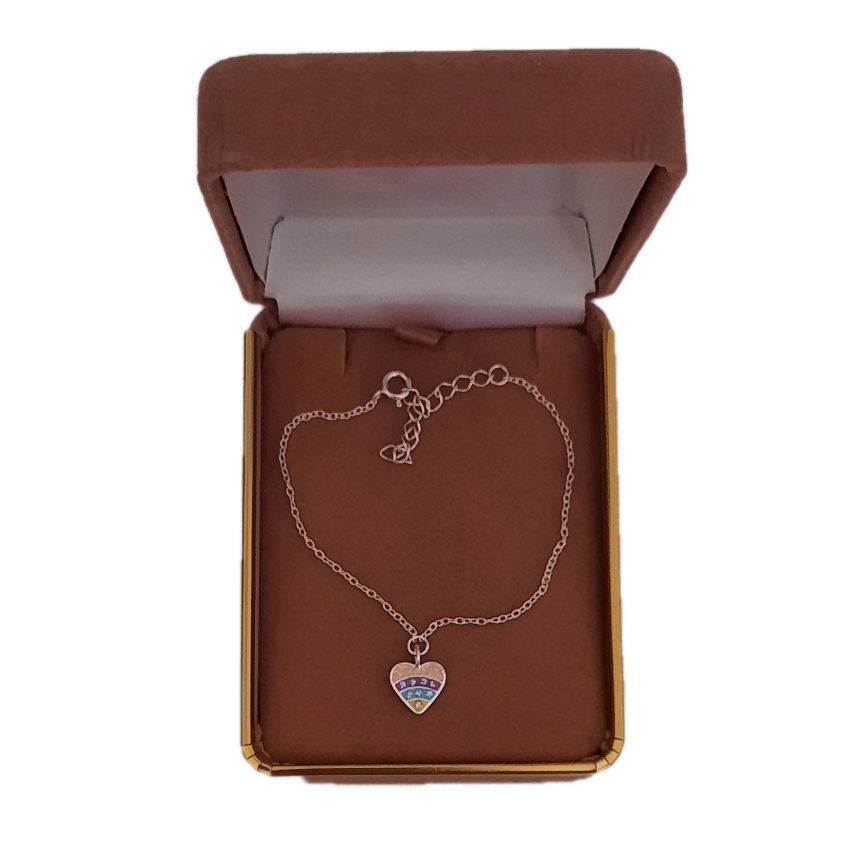 Sterling Silver Rainbow Heart Charm Bracelet(2)