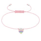 Sterling Silver Rainbow Heart Charm Bracelet