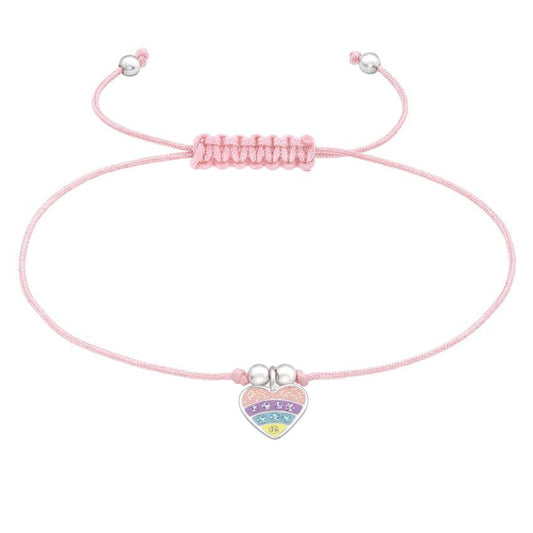 Sterling Silver Rainbow Heart Charm Bracelet