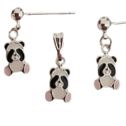 Sterling Silver Shy Panda Childs Matching Jewellery Set