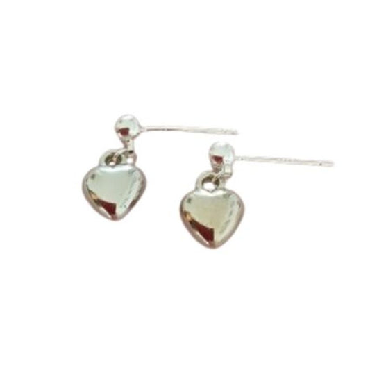Sterling Silver Stem 3d Heart Earrings