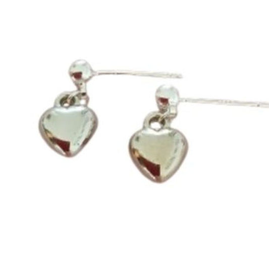 Sterling Silver Stem 3d Heart Earrings