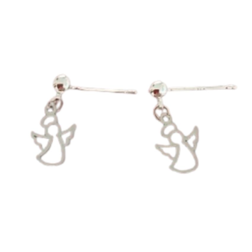 Sterling Silver Stem Angel Earrings