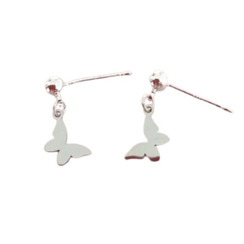 Sterling Silver Stem Butterfly Earrings