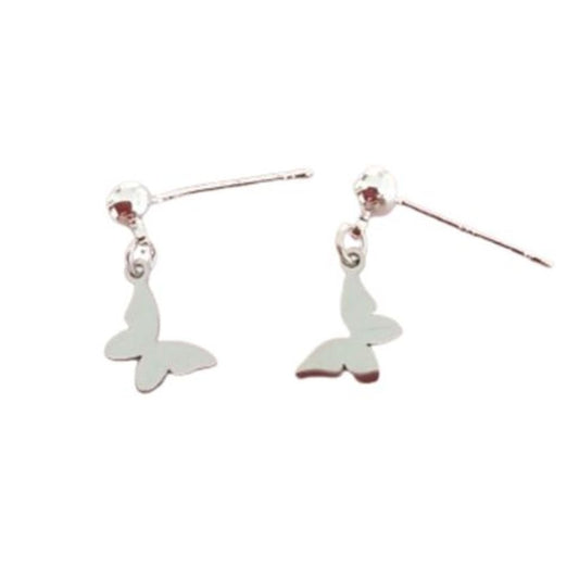 Sterling Silver Stem Butterfly Earrings