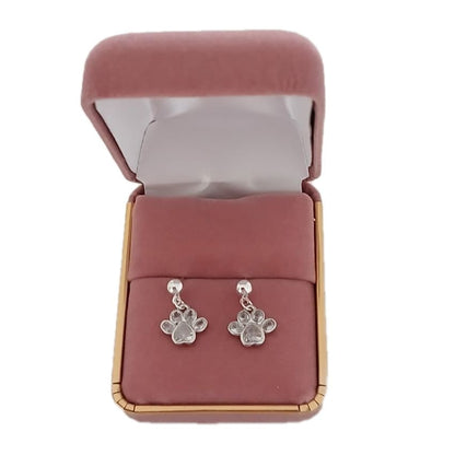 Sterling Silver Stem Diamante Paw Earrings(2)