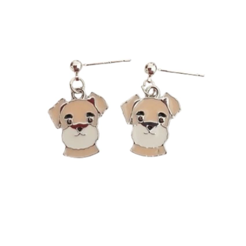 Sterling Silver Stem Enamel Dog Earrings