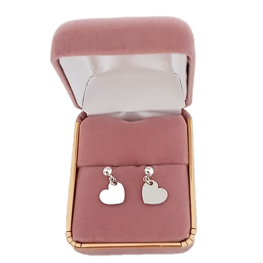 Sterling Silver Stem Heart Earrings