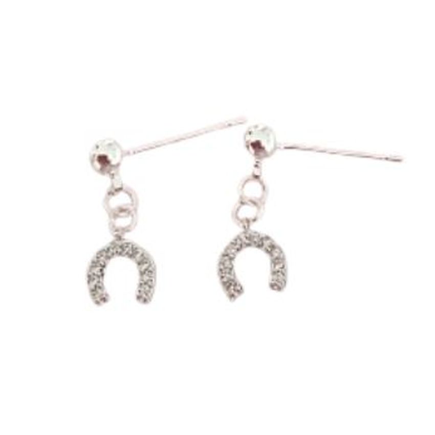 Sterling Silver Stem Horseshoe Drop Earrings